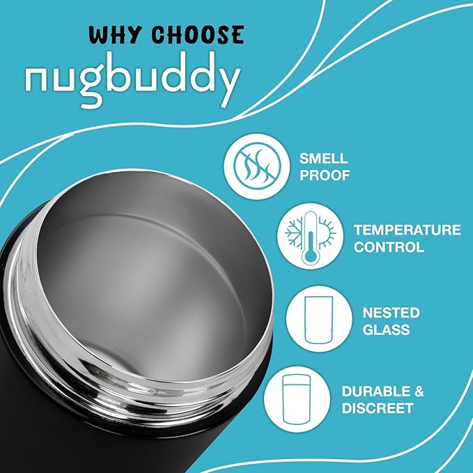 Airtight Storage Container - Vacuum Sealed Insulated w Nested Glass Jar - UV Protection, Temperature Controlled Stainless - Whiteboard Finish w Marker Included - 300 ml (3/4 Oz)