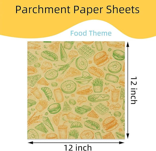 Premium Deli Paper Sheets 12"x12" - 300Pcs Greaseproof Liners for Food Boats, Pre Cut Deli Sandwich Wrappers, Best Kraft Food Wrapping Paper Sheets for Picnic, Festival, Fair or BBQ.