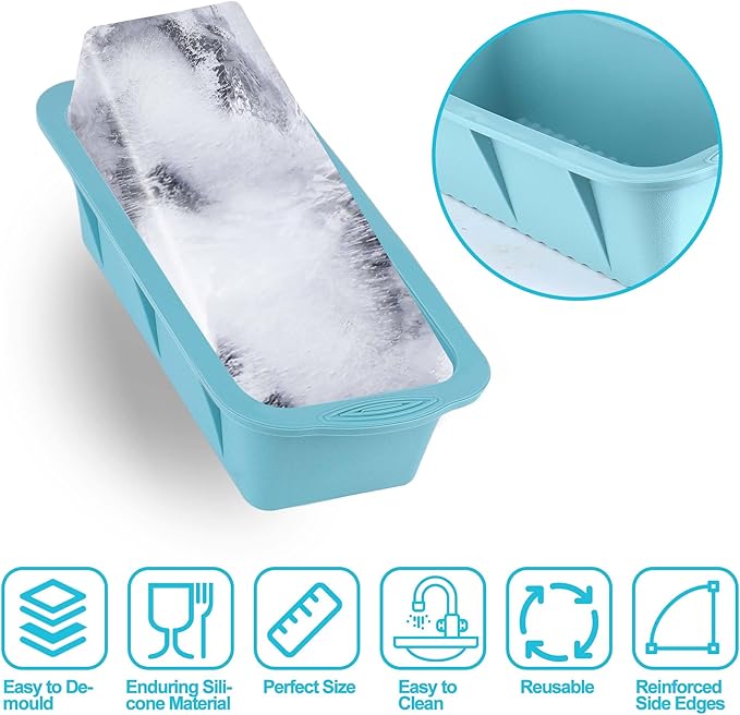 XANGNIER Extra Large Ice Block Mold,2 Pack 4.7lbs Ice Cubes for Cold Plunge or Coolers,Reusable Silicone Ice Molds for Ice Bath Chiller,Big Ice Tray,Nordic Blue