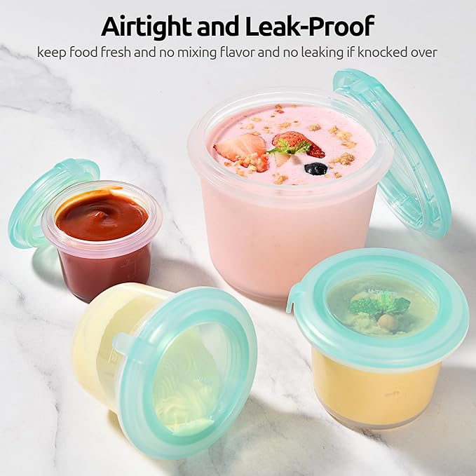 U-Taste Silicone Food Storage Containers Set: Meal Prep Box with Airtight Lid, Freezer & Microwave Safe, Date Marking Circle, Clear cup/oz/ml Measurement for Dry & Wet Deli (2oz/4oz/8oz/16oz, Teal)