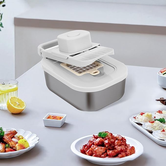 Vegetable Chopper with Container, Alligator Veggie Chopper Manual, Full-Set Vegetable Chopper, 9 in 1 Time-Saving Kitchen Gadgets, Verduras Picadora
