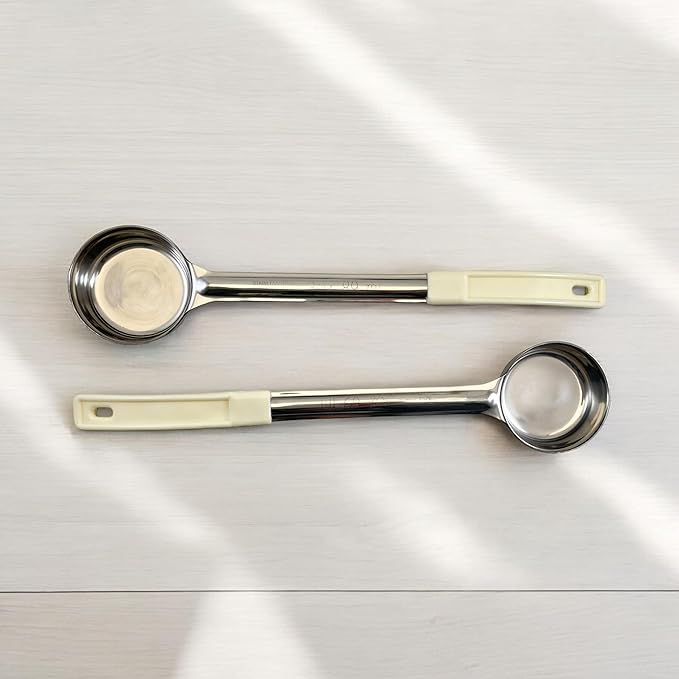 3 Ounce Solid Stainless Steel Portion Control Ladle Spoon for Measuring and Serving; Commercial Grade Serving Scoops [Pack of 2]