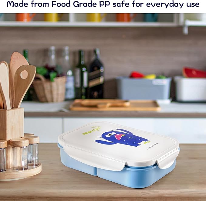 MISS BIG Bento Box - Leakproof Kids Lunch Box, No BPAs & Dyes, Microwave/Dishwasher/Safe (1150ml Blue)