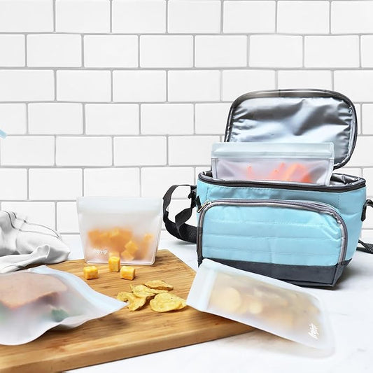 (re) zip 10-Pack Reusable Sandwich Lunch Bags | BPA-Free, Food Grade, Leakproof, Freezer Safe, Dishwasher Safe, Travel Friendly | 3.5 Cup / 28-Ounce | Clear
