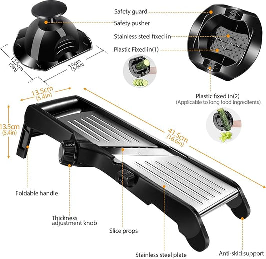 MASTERTOP Mandoline Slicer for Kitchen Adjustable Stainless Steel Food Slicer Vegetable Chopper Onion Waffle French Fry Cutter Potato Chip Julienne Slicer with Safety Gloves