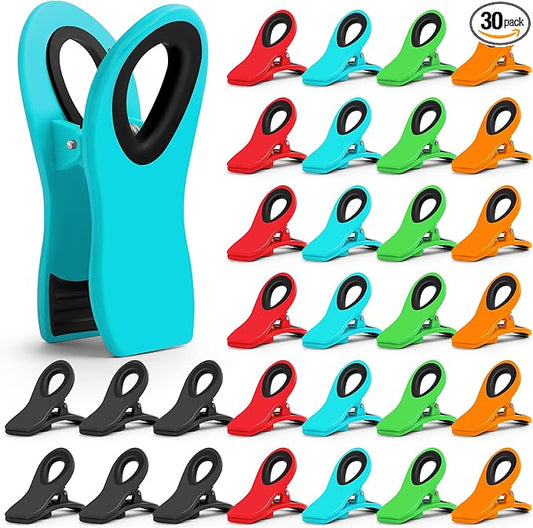 30 Pack Chip Clips Bag Clips, Multicolor Clips for Food Packages, Multipurpose Magnetic Clips, Chip Clips Bag Clips Food Clips, Refrigerator Magnet Clips Chip Clip, Bag Clips for Food Storage