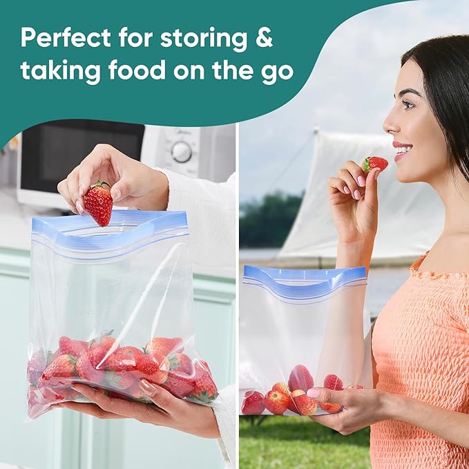 Lerine 26 Pack Reusable Gallon Freezer Bags Dishwasher Microwave Safe, Extra Thick Reusable freezer Bags 1 Gallon, BPA Free Leakproof Food Storage Bags for Meal Prep, Kitchen Organization