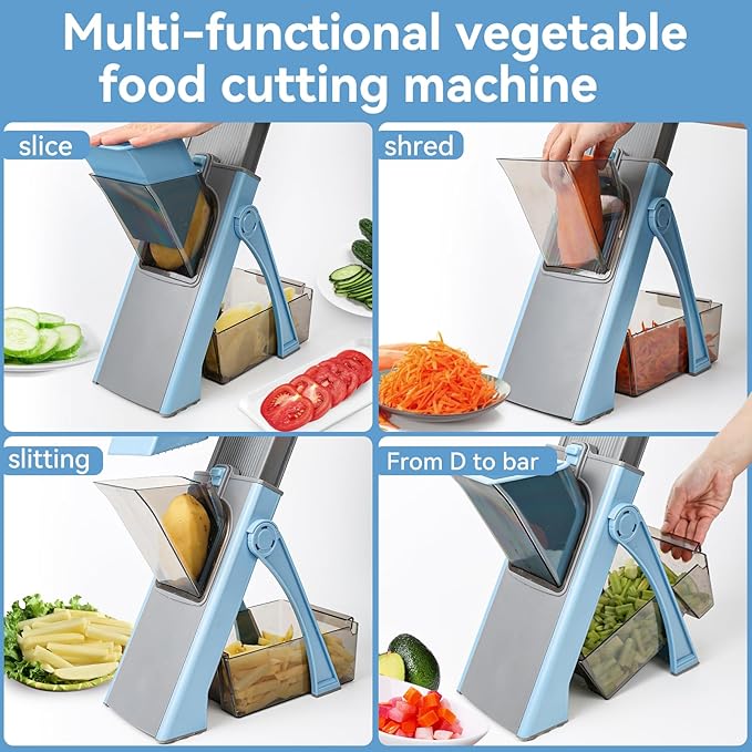 Upgrade Safe Mandoline Slicer Plus, Adjustable Potato Slicer, Vegetable Chopper Food Slicer, Fries Cutter, Veggie Salad Chopper Kitchen Chopping Artifact Christmas Gifts