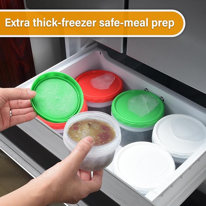 8 oz Small Freezer Containers with Lids Stackable Plastic Food Storage Container 1 Cup Meal Prep Bowls Airtight Dishwasher Safe,12-pack