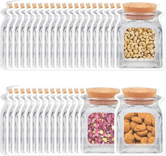 100 Pcs Reusable Mason Jar Bags - Large Food Storage Ziplock, 5.5" X 7.8" Cute Plastic Zipper Leakproof for Freezer, Kitchen, Camping, Picnic Organizer
