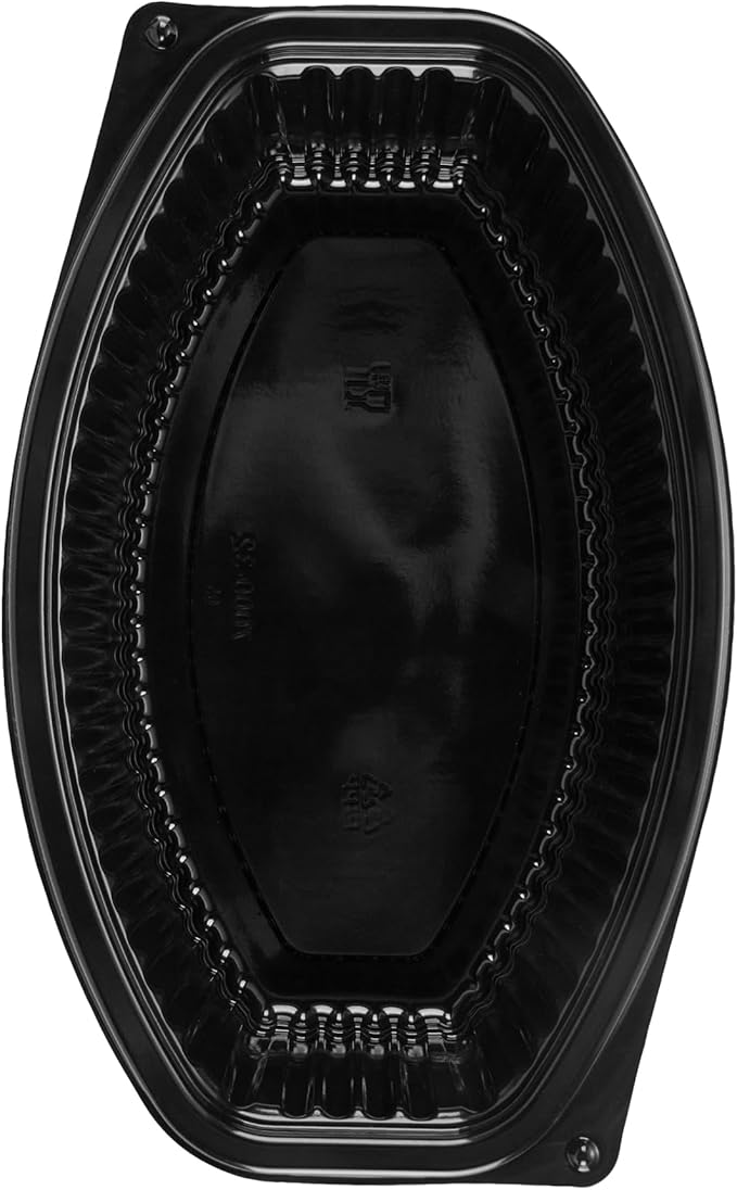 Restaurantware RW Base 32 Ounce Meal Prep Containers, 100 Microwavable To Go Containers With Lids - Disposable, Freezable, Black Plastic Oval Food Containers, Pack Hot And Cold Food, For Takeaway