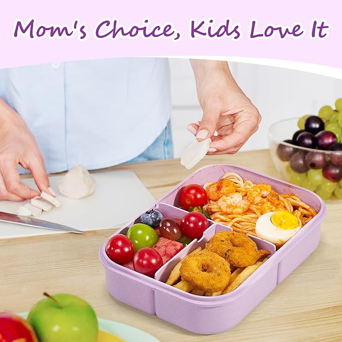 MISS BIG Lunch Box Kids,Ideal Leak Proof Lunch Containers, Mom’s Choice No BPAs and No Chemical Dyes Bento Box for Kids,Microwave and Dishwasher Safe Lunch Box (Purple M)