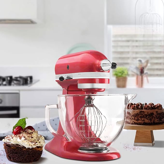 Tilt-Head Stand Mixer Glass Bowl, 5 QT,Compatible with Kitchenaid Artisan 5KSM125, 5KSM150, 5KSM175, 5KSM7580, KSM150, RRK150,K45, K45SS, KSM75, KSM90, KSM95,Classic without Lid