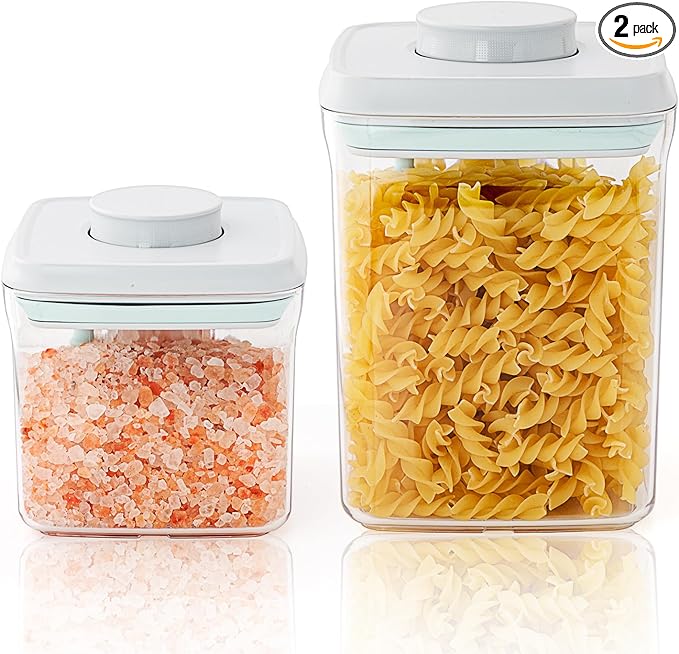Pop Air Tight Containers Stackable- 2-Pack Cereal Storage Containers with Lids Airtight, Leakproof Pop Up Containers for Organizing, 1.5Qt & 0.5Qt