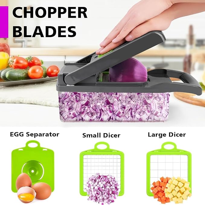 Vegetables Chopper, Versatile Vegetable Chopper, Efficient Slap Food Chopper with Container, Durable Vegetable Grater and Fry Cutter Potatoes
