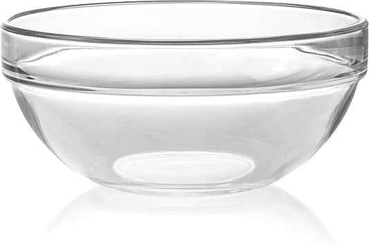 Red Co. 0.6 Quart Fully Tempered Clear Glass Mixing and Prepping Bowl with Safety Rim, Standard