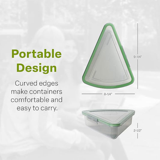 Pizza Slice To-Go Compartment Container, 9-1/4" X 8-1/4" X 2-1/2", Reusable, Microwave Safe, NSF Certified, Smoke/Green
