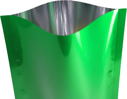 QQ Studio 100 PCS Metallic Mylar Foil Open Top Sealable Bags (8x12cm(3.1x4.7"), 100x Dark Green)