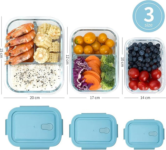 High Borosilicate Glass Meal Lunch Containers Set & Premium Insulated Lunch Bag | 1-2-3 Compartment Design, BPA Free, Microwavable & Freezer Safe, Effective Sealing, Dishwasher Safe by zuhra