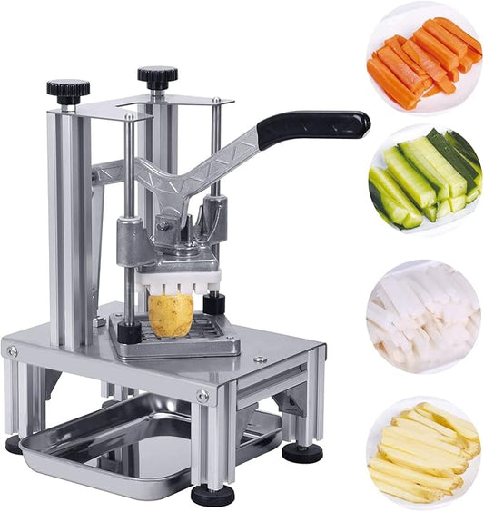 Commercial French Fries Cutter 1/4″ 3/8″ 6 Wedges 6 Wedges to Core Stainless Steel Blades Potato Slicer Fruit Chopper for Restaurant Home Kitchen Cutting, Sliver