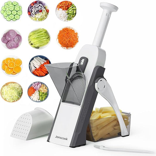 Safe Veggie Chopper Vegetable Cutter, French Fry Cutter Onion Chopper Vegetable Slicer Fruit Cutter Dicer, Multifunctional Kitchen Gadgets Mandoline Food Slicer For Meal Prep - Gray