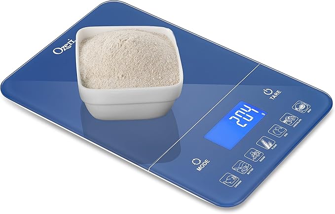 Ozeri Touch III Digital Kitchen Scale with Calorie Counter, 22 lbs (10 kg), Classic Blue