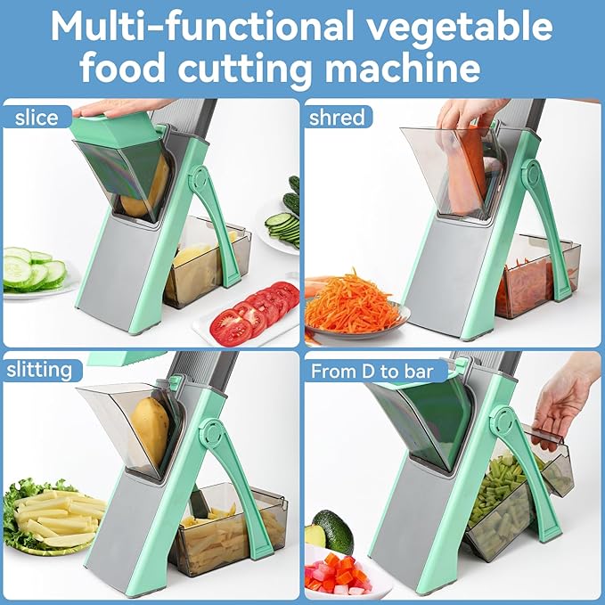 Upgrade Safe Mandoline Slicer Plus, Adjustable Potato Slicer, Vegetable Chopper Food Slicer, Fries Cutter, Veggie Salad Chopper Kitchen Chopping Artifact Christmas Gifts