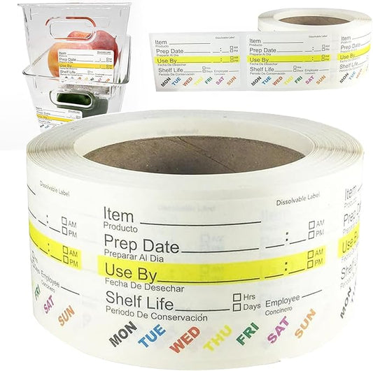 InStockLabels Dissolvable Food Labels - 2” x 3” (500 Labels) - Rotation Food Stickers for Kitchen & Restaurant Supplies - Ideal for Jar, Containers and Freezer Storage, Kitchen Stickers
