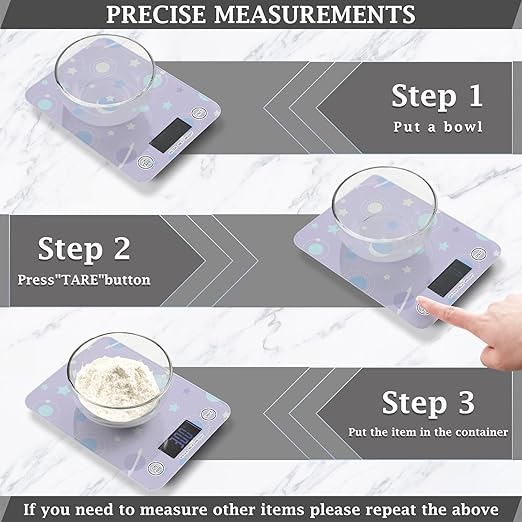 Food Scale Kitchen Scale for Baking Cooking Digital Food Weighing Measuring Scale Small Waterproof Electric Food Scale Blue Space Planet
