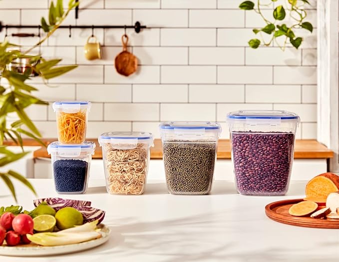 Superio Plastic Food Storage Container Set, BPA Free, Sealed Containers with Airtight Lids for Pnatry, Cupboard, and Fridge- Microwave and Dishwasher Safe (10) (5-Pack)