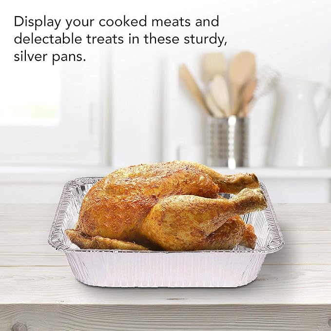 Stock Your Home 9x13 Aluminum Pans (20 Pack) - Disposable & Recyclable Foil Tray- Half Size Steam Table Deep Pans - Tin Foil Pans for Cooking, Heating, Storing, Prepping Food, BBQ, Grilling, Catering
