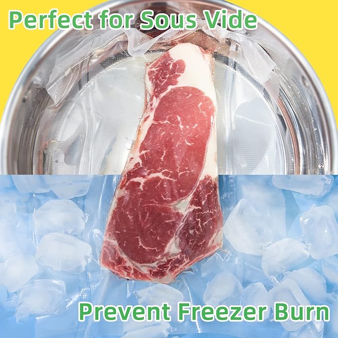 100 Quart 8” x10” Vacuum Sealer Bags, Airtight,Pre-cut,Heavy Duty BPA-Free Commercial Grade,for Sous Vide & Vacuumed Storage, Vac Seal Bags,for Food Saver & Seal a Meal Machines