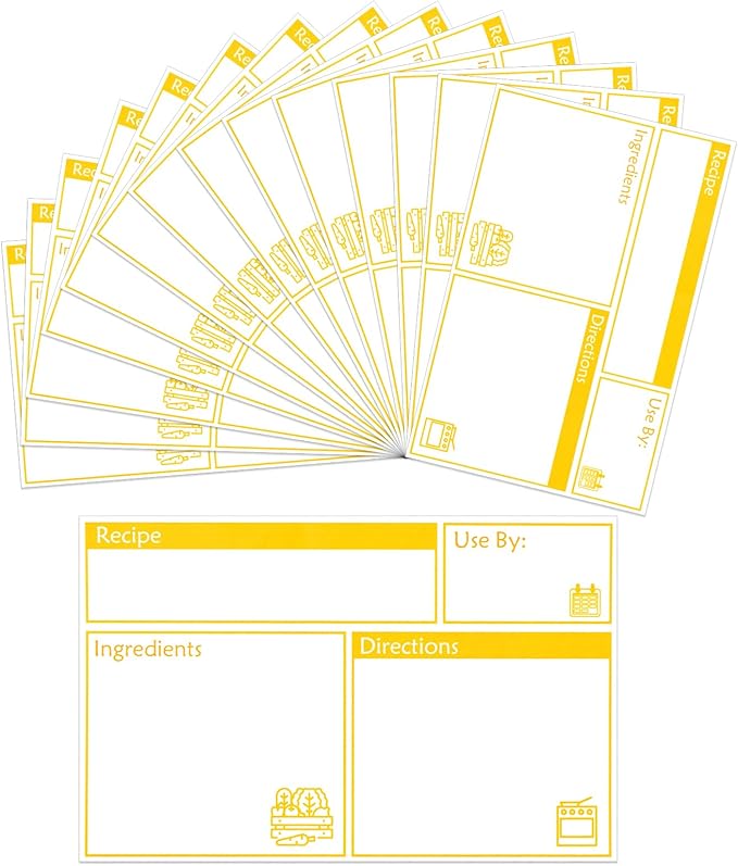 100pcs Labels for Freezer Bags Freezer Meal Labels with Instructions 3.2 X 5 inch Oil and Water Resistant Labels Food Labels for Freezer Storage for Leftovers in Fridge Removable Freezer (Yellow)