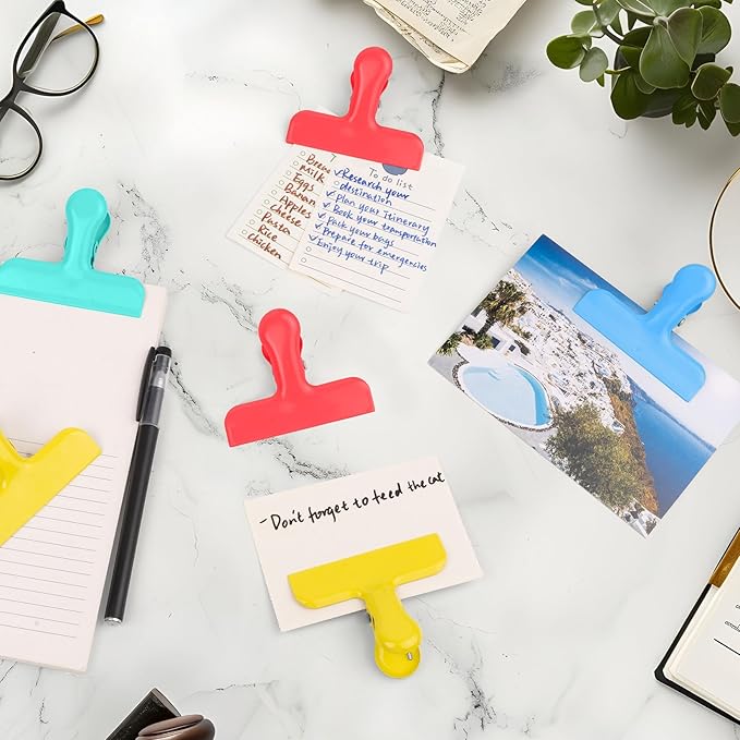 Wide Stainless Steel Chip Clips, Bag Clips Food Clips Potato Chip Clips for Chips and Other Food Bags, Heavy Duty Metal Bag Closer for Food Storage, Snack Clamps for Kitchen, Colorful