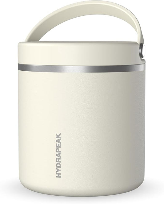 Hydrapeak 25oz Stainless Steel Vacuum Insulated Thermos Food Jar | Thermos for Hot Food and Cold Food, Wide Mouth Leak-Proof Soup Thermos for Adults, 10 Hours Hot and 16 Hours Cold (Ivory)