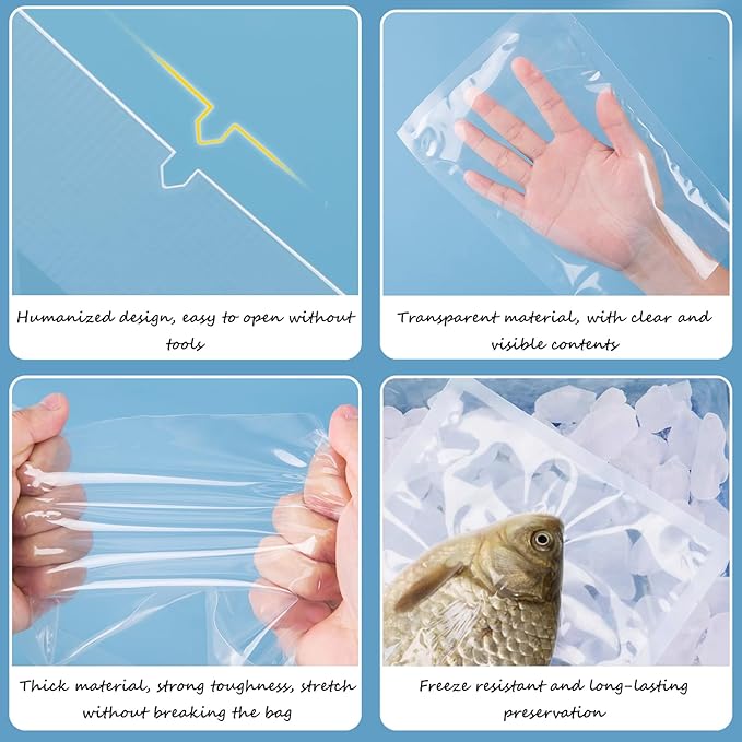100 Count 8x12 Inch for Food Saver, Vacuum Sealer Bags for Food, Great for Food Storage Sous Vide & Meal Prep Vacuum Sealer Bags