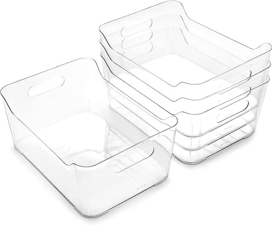 BINO | Plastic Organizer Bins, Large - 4 Pack | The SOHO Collection | Multi-Use | Pantry & Freezer Organizer Bins | Plastic Storage Containers for Home & Kitchen Org