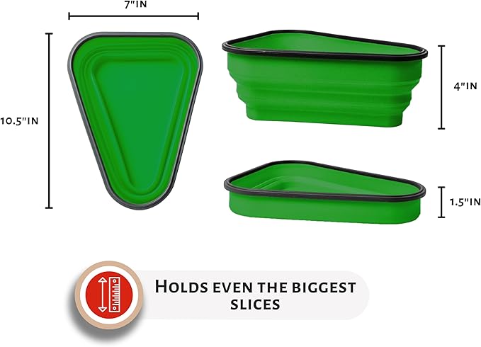 PIZZA PACK The Perfect Reusable Pizza Storage Container with 5 Microwavable Serving Trays - BPA-Free Adjustable Pizza Slice Container to Organize & Save Space, 4 Pack, Green