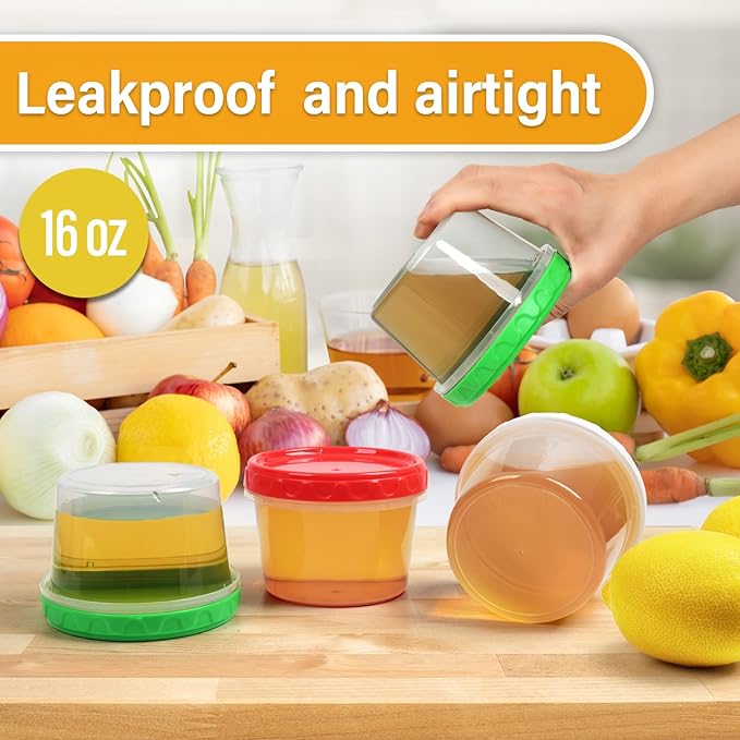 16 oz Plastic Freezer Containers with Lids 2 Cup Food Storage Container BPA Free Stackable Airtight Dishwasher Safe,12 Pack