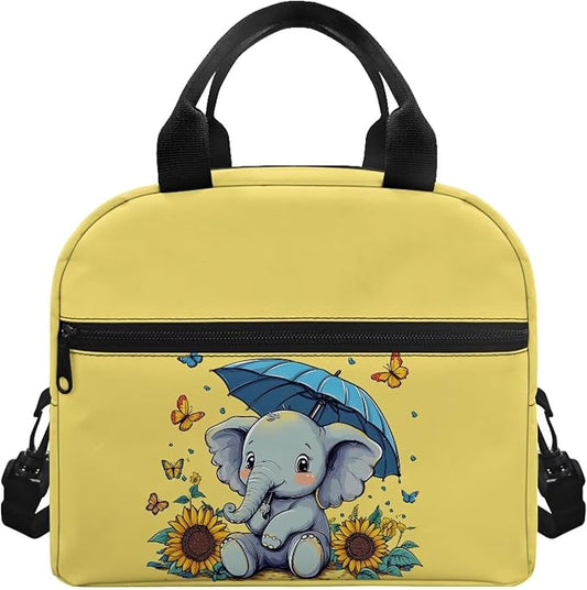 Showudesigns Sunflower Elephant Insulated Lunch Bag for Girls 10-12 Lunch Box Lightweight Lunch Containers for School Work Office Travel Picnic Lunch Tote Box Thermal Meal Containers