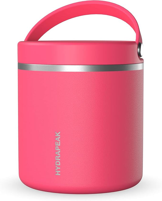Hydrapeak 25oz Stainless Steel Vacuum Insulated Thermos Food Jar for Hot Food and Cold Food, Wide Mouth Leak-Proof, 10 Hours Hot and 16 Hours Cold (Hot Pink)