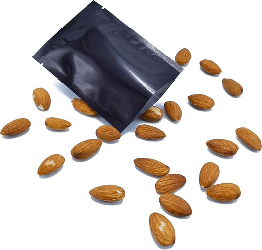 QQ Studio 100 PCS Metallic Mylar Foil Open Top Sealable Bags (8x12cm(3.1x4.7"), 100x Glossy Black)