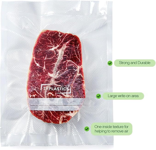 TYPLASTICS Vacuum Sealer Bags for Airtight Food Storage, 1 Gallon Pre-Cut Bags, 100 Count