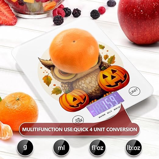 Food Scale Kitchen Scale Food Scales Digital Weight Grams and Ounces Small Electronic Food Scale for Baking Cooking Fall Owls and Pumpkins