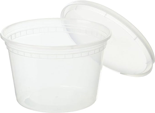EDI [16 OZ, 50 Sets] Plastic Deli Food Storage Containers with Airtight Lids | Microwave-, Freezer-, Dishwasher-Safe | BPA Free | Heavy-Duty | Meal Prep | Leakproof | Recyclable