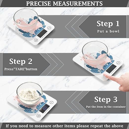 Food Scale Kitchen Digital Scale Food Ounces and Grams Dieting Baking Cooking Waterproof Glass Panels LCD Display,4 Units Scale Tare Function Cute Alpaca