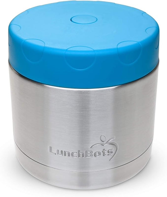 LunchBots 16oz Thermos Stainless Steel Wide Mouth - Insulated Thermos With Vented Lid - Keeps Food Hot or Cold for Hours - Leak-Proof Portable Thermal Food Jar is Ideal for Soup - 16 ounce - Aqua