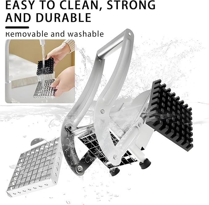 French Fry Cutter with 2 Blades, Potato Cutter, Professional Potato Cutter Stainless Steel, Potato Slicer for French Fries Vegetable Carrots Cucumbers, Stainless Steel French Fry Press