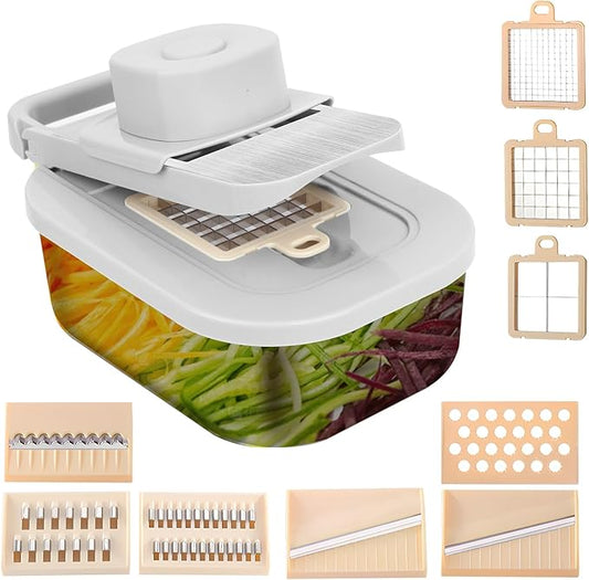 Vegetable Chopper with Container, Alligator Veggie Chopper Manual, Full-Set Vegetable Chopper, 9 in 1 Time-Saving Kitchen Gadgets, Verduras Picadora