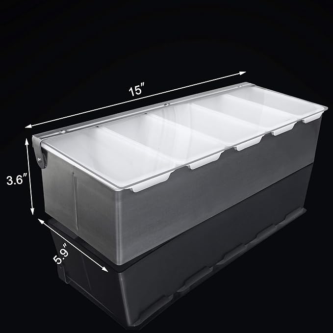 New Star Foodservice 48032 Stainless Steel Condiment Dispenser with 5 Compartments (No Ice Tray)